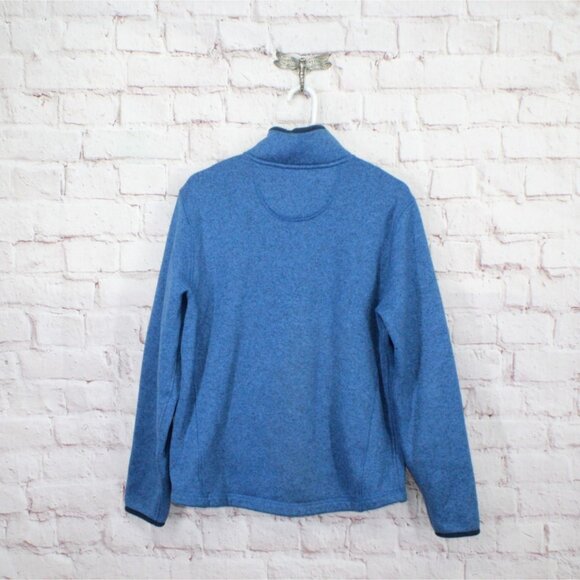 LL Bean Sweater Fleece Full Zip Jacket Rugged Knit Blue Size M - Picture 7 of 10